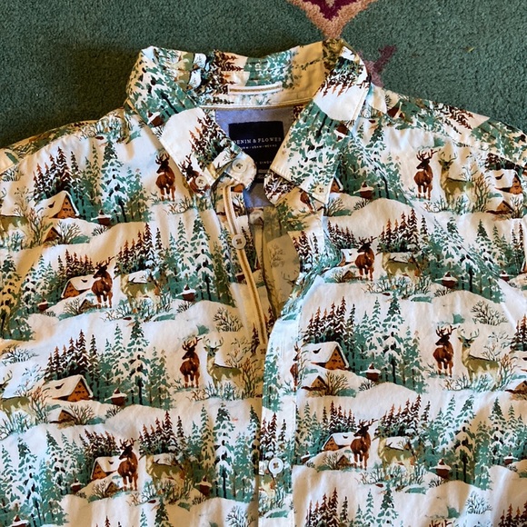 Happy holidays Fun Print button down longsleeve shirt - Picture 2 of 3